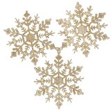 springos Božično drevo ozdoba, 3 kom. 12 cm zlati bleščeči božični okraski snežinka., (21637762) | Shoptok.si