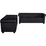  Chesterfield kavč dvosed in trosed um. usnje črne barve, (20597564) | Shoptok.si