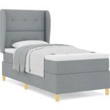 Box Spring Krevet s Madracem Svjetlosiva 90x190 cm Tkanina | shoptok.hr