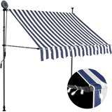 Tenda na ručno uvlačenje s LED svjetlima 200 cm plavo-bijela | shoptok.hr