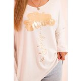 Kesi Włoski Women's viscose blouse with long sleeves and gold floral print ecru | ePonuda.com