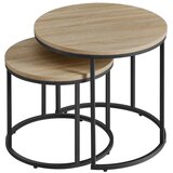  Set Okruglih Stolića za Kavu od Sonoma Hrasta s Crnim Nogama - 2 Komada | shoptok.hr