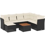  8-dijelni set vrtnih sofa od poliratana s jastucima crni | shoptok.hr