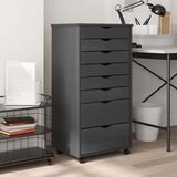 vidaXL Premična omarica s predali MOSS siva trdna borovina | Shoptok.si