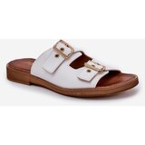 Zazoo Leather Flat Sandals With Buckles White 3020 | ePonuda.com