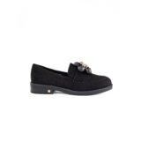 Shelvt Black suede women's loafers with teddy bear | Shoptok.si