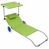  Sklopiva ležaljka za plažu s kotačima i sjenicom - zelena | Shoptok.si