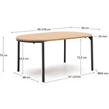 Kave Home Okrugao proširiv blagovaonski stol s pločom stola u dekoru hrasta u prirodnoj boji ø 90 cm Montuiri – | shoptok.hr