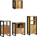vidaXL Set namještaja za kupaonicu 4 pcs Smeđa Čvrsto drvo manga | shoptok.hr