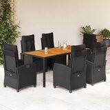  5-dijelni vrtni blagovaonski set s jastucima od poliratana crni | shoptok.hr