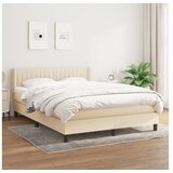 vidaXL Box spring postelja z vzmetnico krem 140x190 cm blago | Shoptok.si