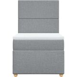 vidaXL Box spring postelja z vzmetnico svetlo siva 90x200 cm blago | Shoptok.si