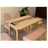 Hanah home vina mini 03 0900 oak stone produžni set trpezarijskih stolova i stolica (6 komada)) | ePonuda.com