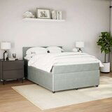 vidaXL Box spring postelja z vzmetnico svetlo siva 140x200 cm žamet | Shoptok.si