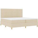  LED Box Spring Krevet s madracem Krema 200 x 200 cm tkanina | Eponuda.com