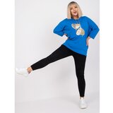 Fashion Hunters Dark blue plus size blouse with Alinne appliqué | Shoptok.si