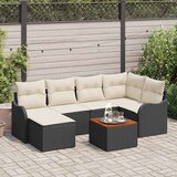  Sjedeća garnitura za vrt 7 kom. Crna i Krema poliratan 232,5 x 122,5 x 69 cm | shoptok.hr