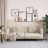 vidaXL Kavč trosed z blazinami krem žamet | Shoptok.si