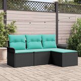  Vrtna sedežna garnitura z blazino 4 pcs Črna Poly ratan, (5000022273) | Shoptok.si