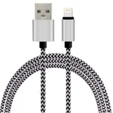 usb data kabel lightning (1.5m, najlonski pleteni, sivi)