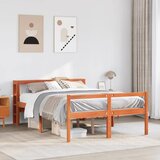 Maison Chic Posteljni okvir - Dvoposteljna postelja - Zakonska postelja z vzglavjem voščeno rjava 150x200 cm borovina, (21693504) | Shoptok.si