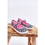 Boto Children's Velcro Ballerinas In Print Navy Blue And Pink Selah | ePonuda.com