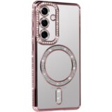  Silikonski ovitek MagSafe za Samsung Galaxy A56 5G - prozorno roza z bleščicami | Shoptok.si