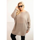 Kesi Włoski Plus Size women's sweater with mohair poncho fango Cene