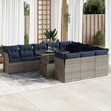 vidaXL 11-dijelni set vrtnih sofa poliratan i bagrem s jastucima sivi | shoptok.hr
