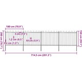  Vrtna ograda s obručem na vrhu Čelik 714,5 x 150 cm Crna | shoptok.hr
