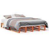 vidaXL Posteljni okvir voščeno rjav 140x200 cm trdna borovina Cene