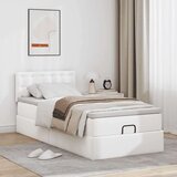 vidaXL Otomanski posteljni okvir z vzmetnico bel 90x200 cm um. usnje | Shoptok.si