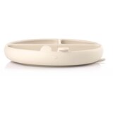 Jane BLW silikonski okrogel krožnik s predelki in vakuumom, Sand | Shoptok.si
