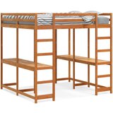 vidaXL Posteljni okvir z mizo in lestvijo rjav 160x200 cm borovina | Shoptok.si