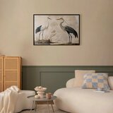  Plakat - Birds from an Old Engraving - vintage-style illustration of a heron and a crane 90x60 Crni okvir | shoptok.hr