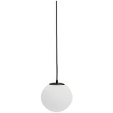 Kave Home Bela/črna kovinska viseča svetilka s steklenim senčilom ø 15 cm Brisia – Cene