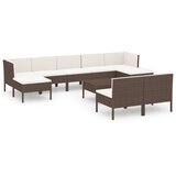 The Living Store Vrtna sedežna garnitura 10-delna z blazinami poli ratan rjava - Vrtna Sedežna Garnitura, (21422173) | Shoptok.si