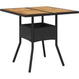  Vrtni stol s pločom od drva bagrema crni 80x80x75 cm poliratan | shoptok.hr