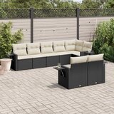 Maison Chic Seti vrtnega pohištva - Vrtna garnitura - Vrtni pohištvo set 8-delna z blazinami črn poli ratan, (21799829) | Shoptok.si