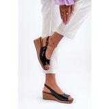 Sergio Leone Women's Patent Leather Wedge Sandals | shoptok.hr