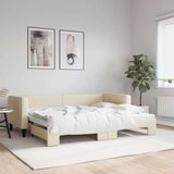  Izvlečna dnevna postelja temno krem 80x200 cm blago Cene