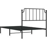 Metalni Kovinski posteljni okvir z vzglavjem črn 100x190 cm | Shoptok.si