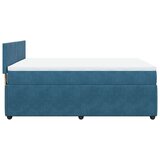 vidaXL Box spring postelja z vzmetnico modra 160x200 cm žamet | Shoptok.si