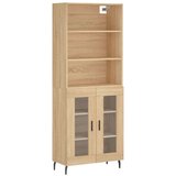 vidaXL Visoka komoda sonoma hrast 69,5x34x180 cm inženirski les | Shoptok.si
