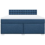 vidaXL Box spring postelja z vzmetnico modra 180x200 cm blago | Shoptok.si
