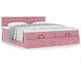 vidaXL okvir kreveta s madracima ružičasti 200x200cm baršunasti | shoptok.hr