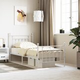 Maison Chic Kovinski Posteljni okvir - Enojna postelja - Postelja za odrasle z vzglavjem in vznožjem bel 90x190 cm, (21696988) | Shoptok.si