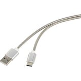 Renkforce kabel [1x moški konektor USB 2.0 tipa A - 1x moški konektor USB-C] 1 m srebrna kabelski plašč iz nerjavečega jekla USB kabel USB 2, (20417262) Cene