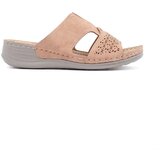 Shelvt Flip-flops on a low wedge powder pink Cene