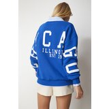  Women's Blue Printed Oversized Sweatshirt Cene